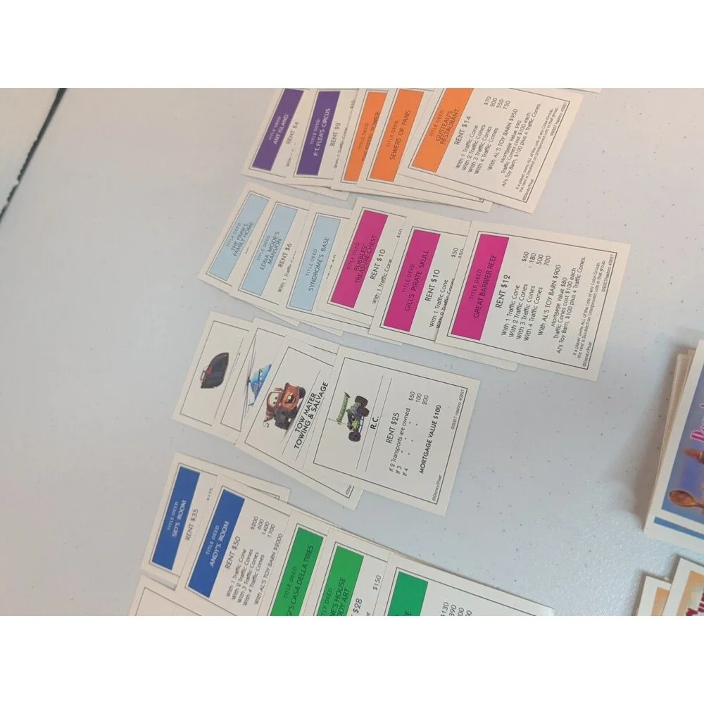 Monopoly Disney Pixar Edition Replacement Deed Cards Bon Appetit Piston Cup